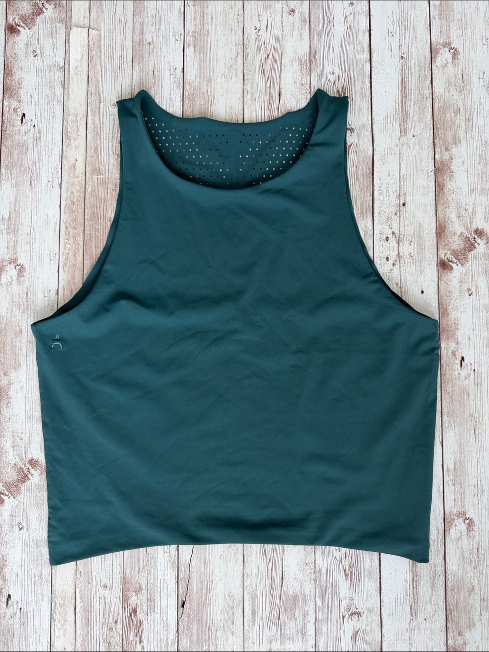 ADAY Women’s Don't Stop Crop Top sz Medium Performance Teal Vented Athletic